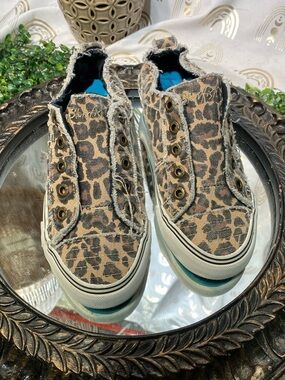 Blowfish Tan and Black Leopard Canvas Slip-On